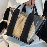 Christmas Gift DORANMI Straw Weaved Handbag Women's Summer Beach Bags 2021 Transparent Top-handle Bag Female Composite Bolsos Mujer Bag  SB363