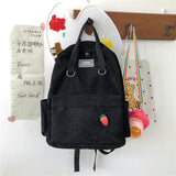 DCIMOR New Portable Snap Fastener Women Backpack Female Solid Color Corduroy Travel Bag Teenage girl Schoolbag Korean Book Bag