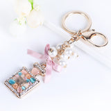 High Quality Women Keychain Fashion Jewelry Bag Charm Rhinestone Opals Keyring Creative Perfume Bottle Key Chain Ring Wholesale