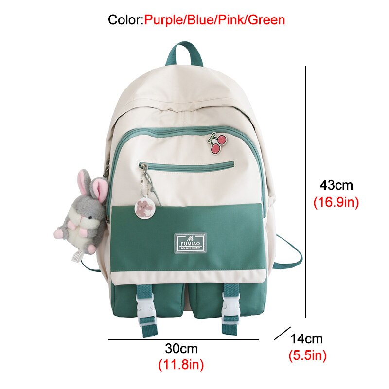 DCIMOR New Contrast Color Waterproof Nylon Women Backpack Female Multi-pocket Big Schoolbag Teenage Girls Lovely Travel Bag