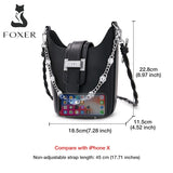 FOXER Ladies Split Leather Shoulder Bag Luxury Diamond Bucket Evening Bag Fashion High Quality Small Handbag Brand New Woman Bag