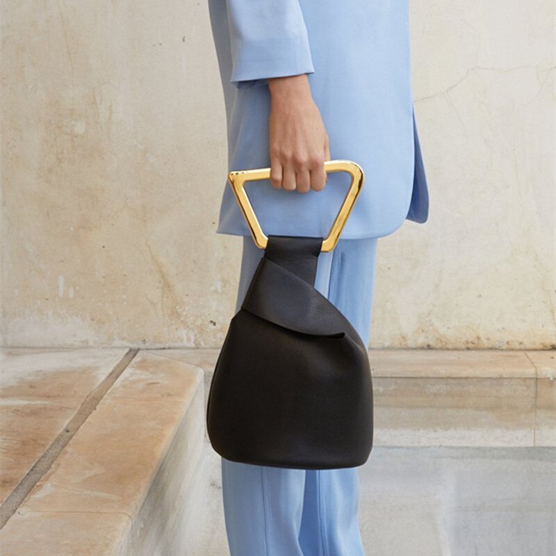 Acrylic Handle Irregular Handbag Women 2019 New Fashion Famous Brand Designers Personality Soft Bucket Tote Bag Female Purses
