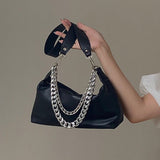 Fashion Women Messenger Bag PU Leather Elegant Chain Money Purse Shoulder Crossbody bags Pouch Solid Color ladies Handbags black