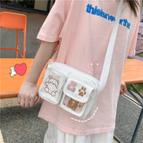 Vvsha Women's Messenger Bags Ladies Canvas Printed Cute Bear Bag Lady Sweet Cartoon Student Shoulder Bag School Bag