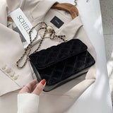 Vintage Lattice Square Crossbody bag 2021 Fashion New High quality Velvet Women's Designer Handbag Chain Shoulder Messenger Bag