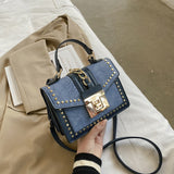 Small Handbag Fashion Shoulder Bags for Women High Quality  PU Leather Chain Rivet Decoration Ladies Hand Messenger Bag