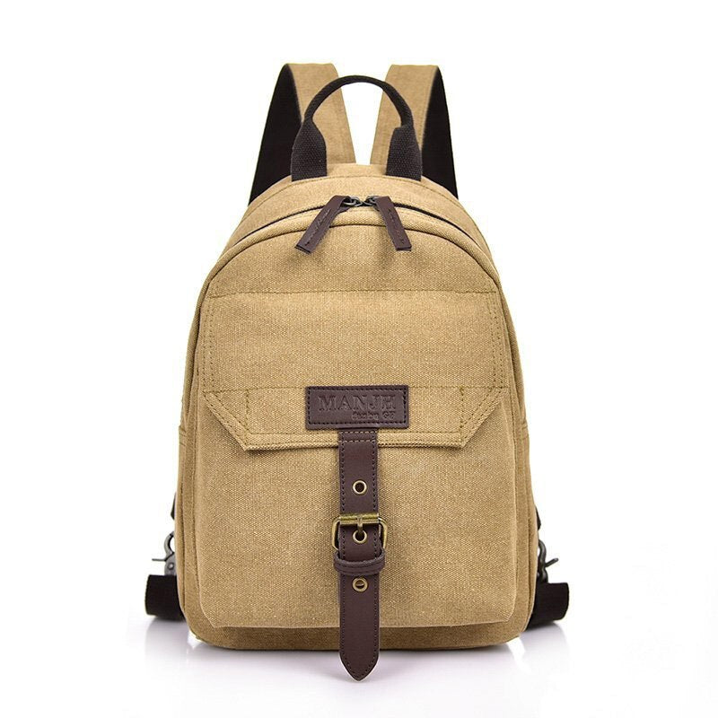 Christmas Gift Fashion small canvas backpack Retro style women's shopping backpack Men's commuter backpack American casual style Multifunction