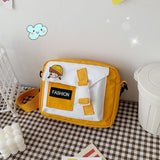 Christmas Gift Cute Canvas Female 2021 New One-shoulder Small Square Bag Wild Hit Color Student Messenger Multi-function Mobile Phone Package
