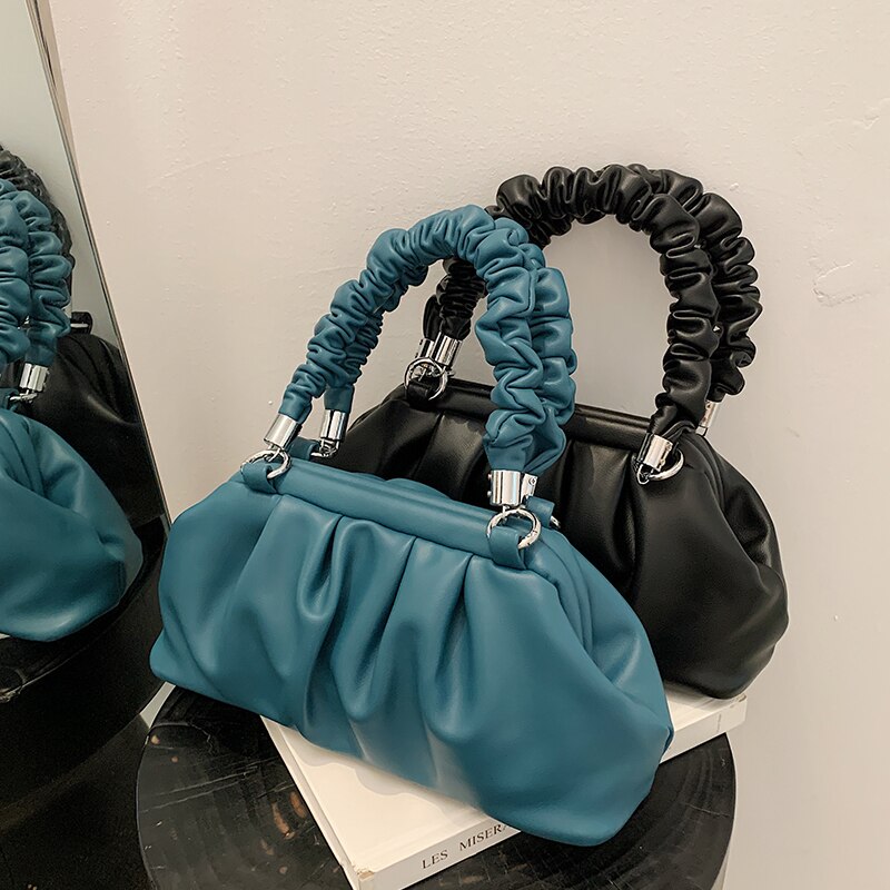 Pleated Tote bag Armpit bag LEFTSIDE Fashion New Quality PU Leather Women's Designer Handbag Luxury brand Shoulder Messenger Bag