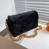 LEFTSIDE Thick Chain Armpit bag 2021 Fashion New High quality Soft Plush Women's Designer Handbag High capacity Shoulder Bag