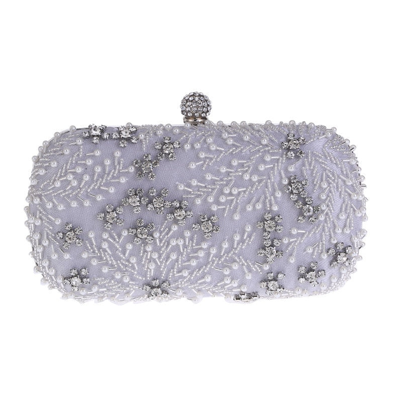 Women's Clutch Bag Crystal Pearl Clutch Purse Luxury Handbag Embroidery Evening Bag Wedding Bag for Bridal Shoulder Bag ZD1529