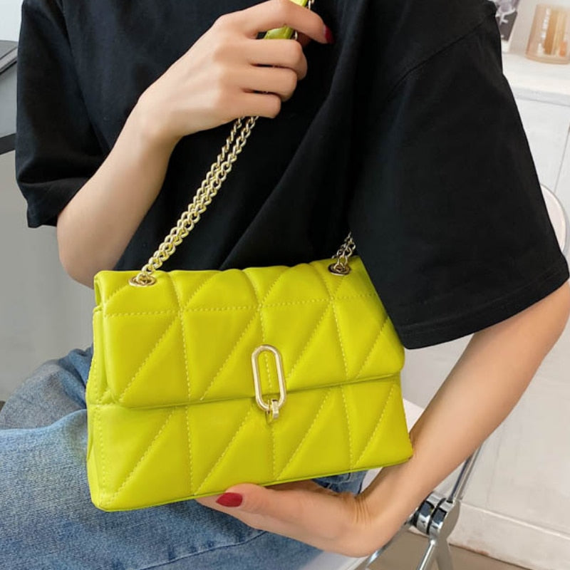Christmas Gift Kiwi Green 2021 Fashion Shoulder Bags Women Leather Pu Quilted Bag Female Luxury Handbags Women Bags Designer Sac A Main Femme