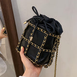 Christmas Gift Drawstring Bucket bag Crossbody bag 2021 Summer New Quality PU Leather Women's Designer Handbag Chain Shoulder Messenger Bag