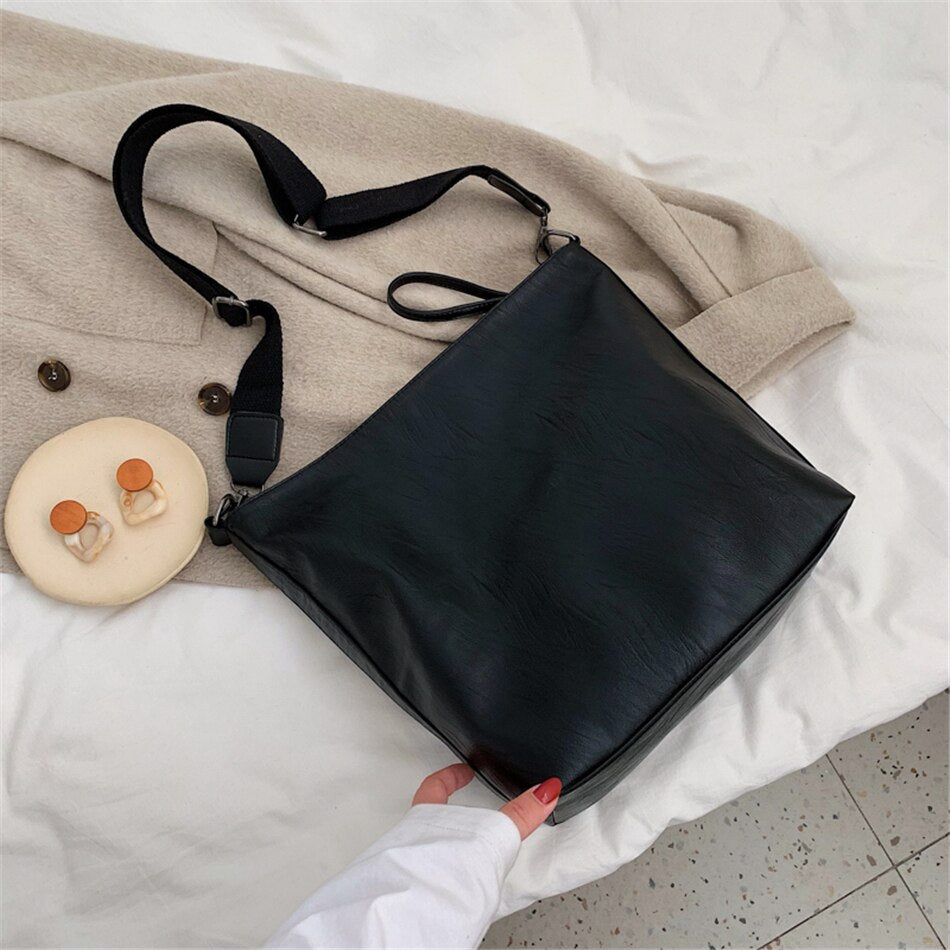 Large Capacity Pu Leather Shoulder Bags for Women Simple Solid Color Ladies Crossbody Bag Casual Female Travel Handbags Sac