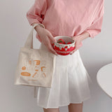 Christmas Gift Cute Lunch Bag Canvas Lunch Box Picnic Tote Cotton Cloth Small Handbag Pouch Dinner Container Food Storage Bags For Ladies