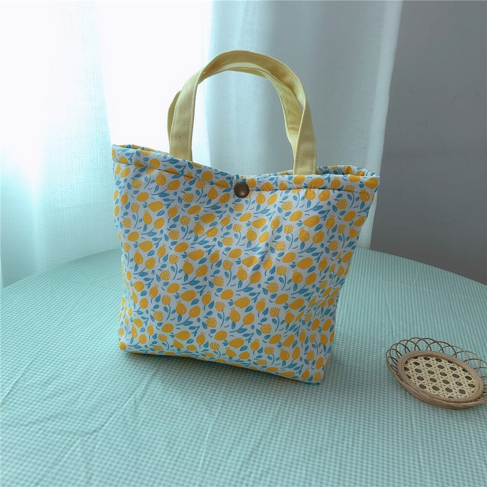 Christmas Gift American Flower Print Lunch Bag For Women Student Kid Portable Cotton Picnic Food Cooler Box Tote Storage Ice Bags