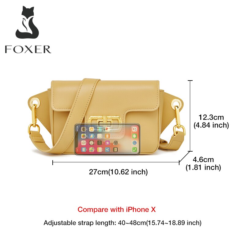 FOXER New Original Fashion Lady Wing Bag Soft Split Leather Mini One-Shoulder Woman Bag Simple High Quality Crossbody Chest Bag
