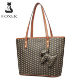 FOXER Fashion Logo Handbag for Women PVC Leather Large Capacity Ladies Commute Big Tote Female Monogram Shoulder Bag Brand Purse