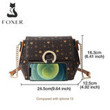 FOXER Lady Brand Logo Printing Chain Small Bag High Quality PVC Material Fashion Shoulder Bag Simple Office Women Messenger Bag