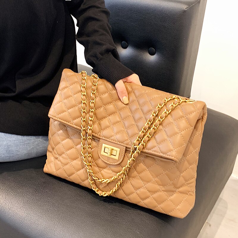 Lattice Large Underarm bag 2021 Fashion New High-quality PU Leather Women's Designer Handbag Luxury brand Shoulder Messenger Bag