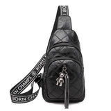 Women Chest Bag Chain tassel Sling bag Casual female Crossbody Bags  soft PU leather Waist Belt Bag wallet