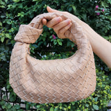 Vvsha New Fashion Handmade Luxury Woven Bag Retro Leather Shoulder Bag Ladies Messenger Hobo PU Nodular Handle Casual Women Handbag