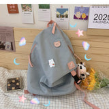 Canvas Backpacks Women Waterproof Simple Students Daily Ulzzang Fashion All-match School Bags Teenager Cute Big Capacity Fresh