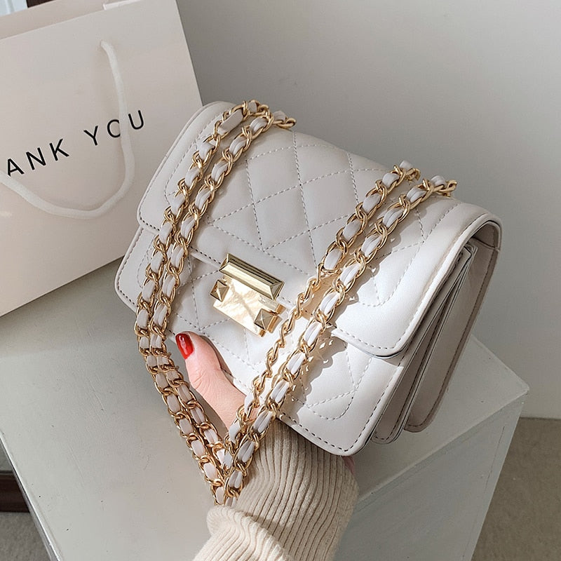 с доставкой Brand Designer Fashion Women's Chain Small Flap Crossbody Bag 2021 Winter Shoulder Handbags High Quality PU Leather