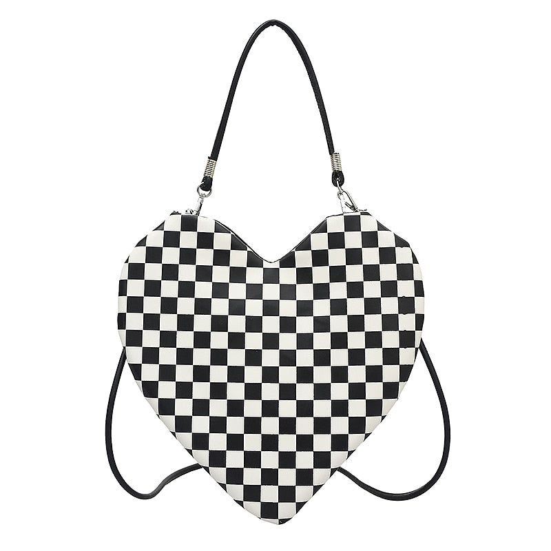 Christmas Gift Brand Plaid Shoulder Bag for Women Designer Love Handbag and Purse High Quality Women Armpit Bag Heart Shaped Crossbody Bag