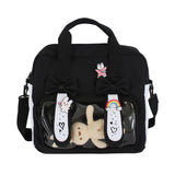Vvsha  Bunny Ita Bag Backpack Cute Rabbit Ears Shoulder Bag Kawaii Girls Pink Backpack Bag with PVC Transprent Pocket Clear Itabag H219