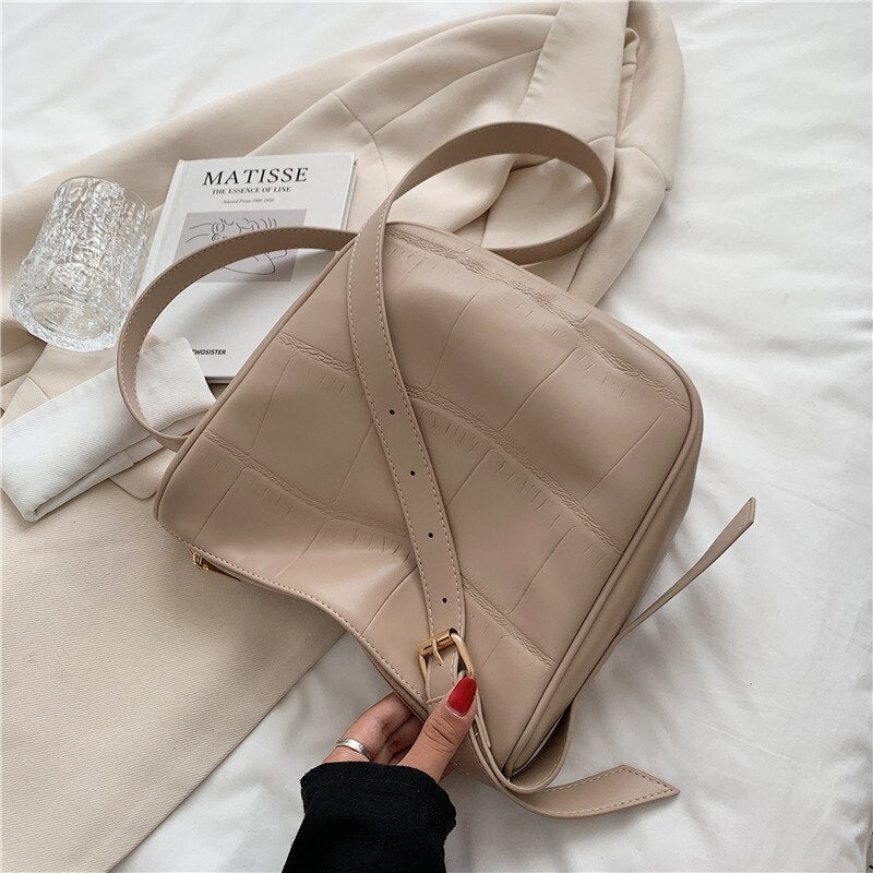 Back to College Women's Shoulder Bag Shopper 2021 New Hit Fashion Stone Ladies Simple Soft Korean Designer Crossbody Bags For Women Totes Bolsas