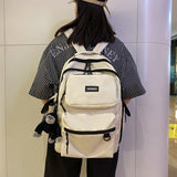 DCIMOR New Large Capacity Double Pocket Waterproof Nylon Women Backpack Femlae  Laptop Backpack for College Student School Bag