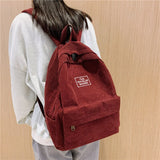 Back to College New Casual Backpack Fashion Women Backpack Solid Color School Bags For Teenage Girls Kawaii Shoulder Bags Corduroy Mochilas