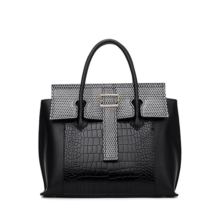Vvsha Crocodile Pattern Women's Shoulder Bags Designer Lock Women Handbags Fashion Large Capacity Lady Hand Bags For Women Shopper Bag