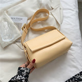 Christmas Gift Small Leather White Shoulder Bags for Women Casual Flap Handbags Ladied Solid Color Square Messenger Bag Composite Crossbody Bag