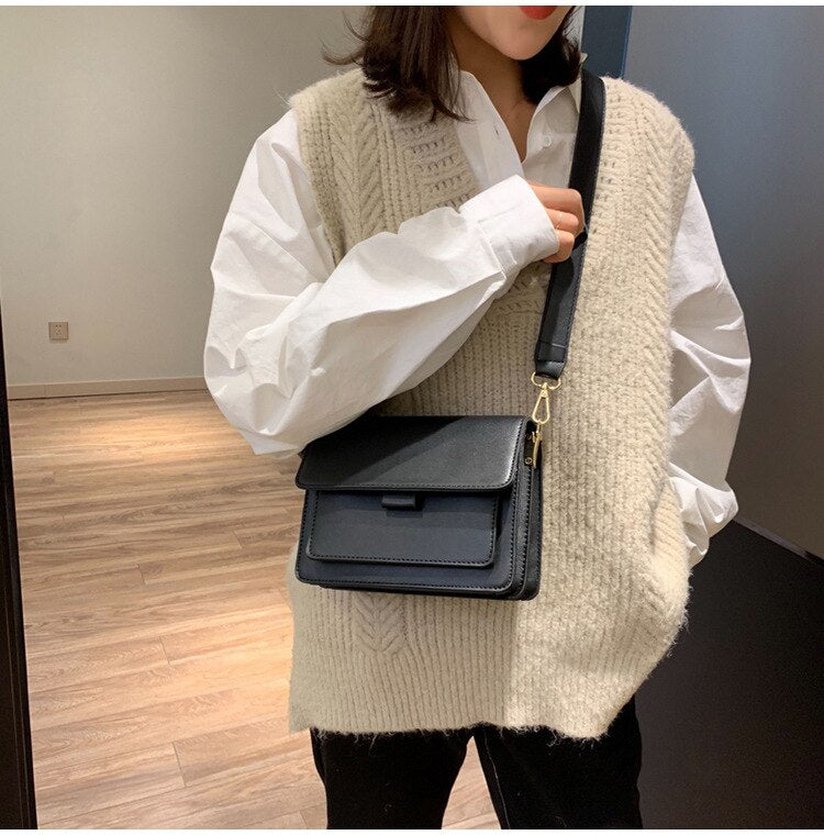 Fashion Female Shoulder Bags Ladies Flap 2021 Strap New PU Letter Soft Zipper Solid Crossbody Bags Women's Handbags Casual Totes