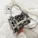 Vvsha Handbags High Quality Luxury Chain Bag Fashion Graffiti Painted Leather Crossbody Bags For Women Small Letter Bag