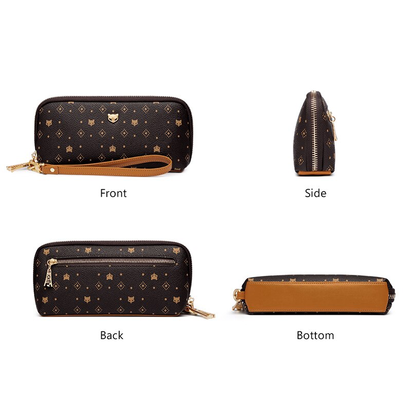 FOXER Female PVC Leather Chic Cosmetic Bag Women Coin Money Bag Clutch Wristlet Wallet with Strap Lady Classic Cellphone Purse