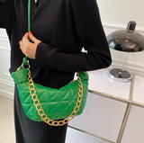 Lattice Pleated Thick Chin Underarm Bag LEFTSIDE New High-quality PU Leather Women's Designer Handbag Luxury Brand Shoulder Bag