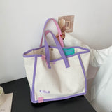 Vvsha Purses and Handbags Luxury Designer Women Bags 2022 New Canvas Letter Tote Bag Striped Shoulder Bag Large Capacity Women Handbag