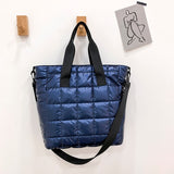 Casual Nylon Green Shoulder Bag Designer Cotton Women Handbag Quilted Bucket Totes Warm 2021 Winter Large Capacity Blue