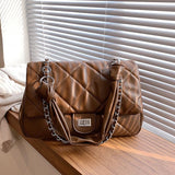 Christmas Gift Niche Design Large-capacity Bag New Bag Female Retro Messenger Bag Fashion Shoulder Bag Casual Rhombus Underarm Bag Width: 37cm