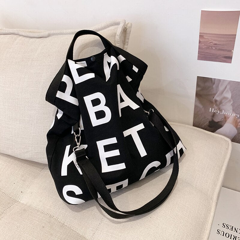 Letter Designer Large Capacity Canvas Big Shoulder Crossbody Bag for Women 2021 Summer Fashion Casual  Purses and Handbags