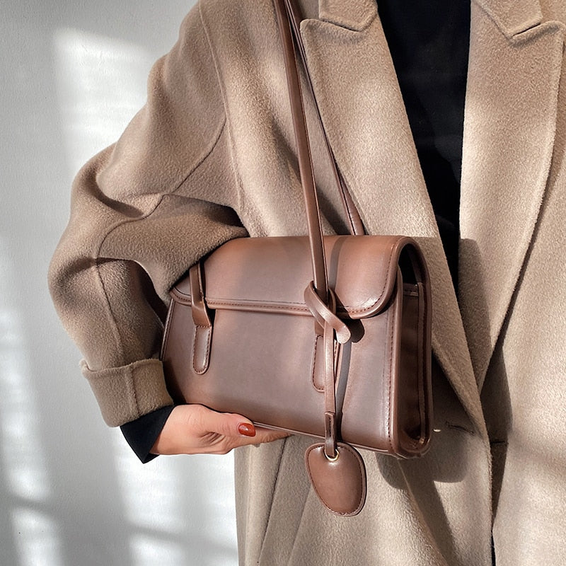 с доставкой Small Fashion PU Leather Underarm Crossbody Bag for Women 2021 Luxury Trendy  Baguette Shoulder Handbags and Purses