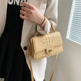 Fashion Crocodile women handbag small PU Leather Shoulder Crossbody Bag Brand design ladies totes female flap Sling bag black