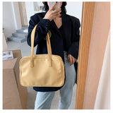 Graduation Gift Soft PU Leather Women Shoulder Bags Large Capacity Shopping Bag Casual Female Square Tote Bags Simple Ladies Travel Handbags