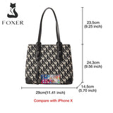 FOXER Fashion Monogram Ladies Handbag Office Women Commuter Large Capacity Soft Shoulder Bag High Quality Casual Tote Bag Women