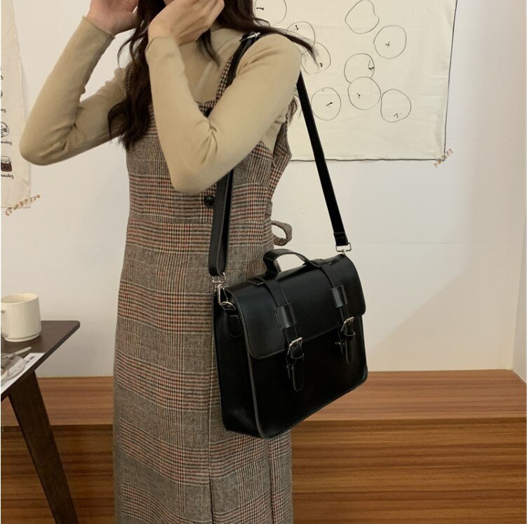 Vvsha Korean Preppy Style Student School Bag Pu Leather Female Messenger Bags Vintage Multifunctional Women Shoulder Bag Ladies Totes