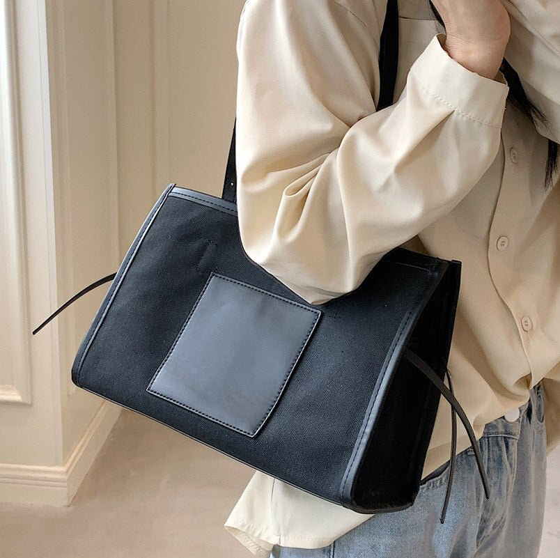 Patchwork Designer women big totes ladies Handbag large Capacity Shopper bags Casual Canvas female Shoulder Bag brown bolsos
