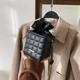 Vvsha Sewing Grid Box Pu Leather Crossbody Bag For Women 2022 New Chain Drawstring Shoulder Bag Branded Designer Handbags And Purses